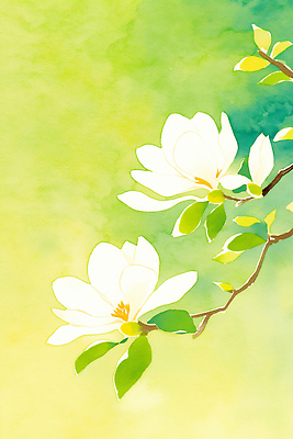 식물 계절 꽃 컬러 생태계 원예 파일형식 AI콘텐츠 목련 백그라운드 초록색 흰색 자연 화초 봄 생명 성장 뷰티풀 조화 가지치기 정원 풍경 예술 수채화 일러스트 국내일러스트 JPG AI일러스트