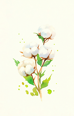 산업 농업 취미 솜 생태계 파일형식 AI콘텐츠 식물 농작물 자연 목화솜 원예 그림 수채화 농장 묘사 생명 JPG 일러스트 국내일러스트 AI일러스트