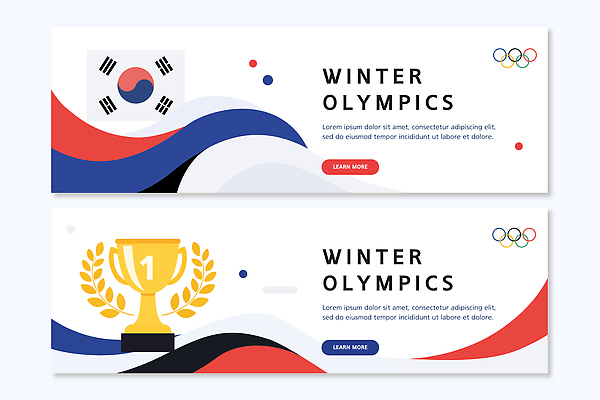 템플릿 식기 배너 아시아 스포츠 올림픽 가로 세트 최고 국기 상_우승 파일형식 벡터 한국 디자인 대회 이벤트 컵 시상 컬러 그래픽 이미지 배너템플릿 AI파일 우승 트로피 태극기 동계올림픽 현수막 배너세트 가로배너