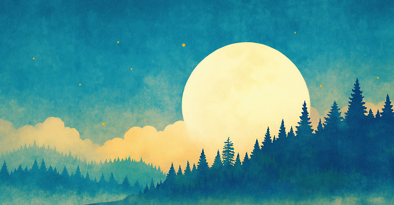 자연요소 식물 명절 컬러 하늘 촬영기법 달 야간 생태계 파일형식 AI콘텐츠 나무 풍경 실루엣 파란색 노란색 별 자연 어둠 밝음 고요 스크린 그림 대기 초원 일러스트 국내일러스트 JPG 밤하늘 보름달 정월대보름 AI일러스트