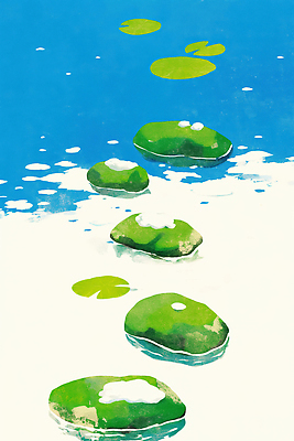 자연요소 계절 컬러 잎 물 절기 생태계 파일형식 AI콘텐츠 연못 돌_바위 연잎 수면 자연 풍경 식물 초록색 오브젝트 여름 반사 이미지 수조 생명 백그라운드 모션 디자인 일러스트 국내일러스트 JPG 우수 봄 AI일러스트