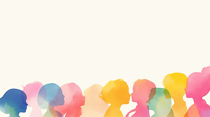 다수 모션 문화예술 촬영기법 사람 파일형식 AI콘텐츠 여자 컬러 백그라운드 수채화 마주보기 예술 그림 실루엣 다양 표현 선 모양 디자인 미술 창의성 감정 조화 그림자 일러스트 국내일러스트 JPG AI일러스트