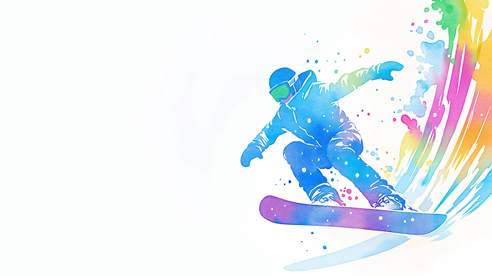 자연요소 계절 감정 스포츠 컬러 컨셉 보드_스포츠 파일형식 AI콘텐츠 스노우보드 운동선수 경기 겨울 옷 파란색 물결 모션 얼음 산 퍼포먼스 즐거움 도전 취미 자유 야외 일러스트 국내일러스트 JPG AI일러스트