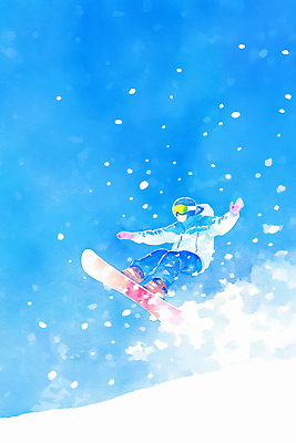 자연요소 계절 감정 스포츠 컨셉 모션 놀이 건강 보드_스포츠 파일형식 AI콘텐츠 스노우보드 점프 경사 하늘 운동 겨울 얼음 스키장 공중 스노우 운동선수 게임 즐거움 도전 자유 일러스트 국내일러스트 JPG AI일러스트