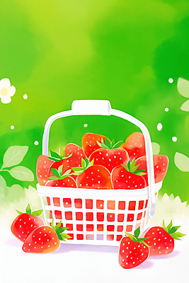 식물 계절 산업 컬러 농업 과일 생태계 파일형식 AI콘텐츠 딸기 바구니 초록색 백그라운드 신선 여름 정원 농장 자연 수확 채소 꽃 잎 빨간색 맛있는 농사 일러스트 국내일러스트 JPG AI일러스트