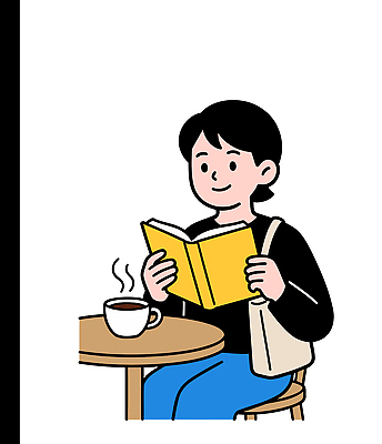 여유 커피 가방 일러스트 모션 탁자 사람 일상 책 독서 공간 카페 만남 시간 커피잔 집중 즐거움 페이지 일과 사색 차분 국내일러스트 AI파일 잡화 감정 음료 가구 컨셉 생각 잔 라이프 상점 파일형식 벡터