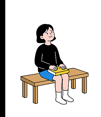 나무 손 포즈 스티커 벤치 일러스트 모션 실내 표정 웃음 앉기 소녀 일상 노트북 전자제품 학습 독서 작업 편안함 집중 그림 사색 소프트웨어 국내일러스트 AI파일 식물 여자 교육 어린이 컨셉 생각 의자 내부 라이프 신체부위 감각 파일형식 벡터