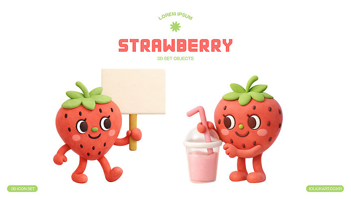 PSD 편집이미지 캐릭터 디자인 음료 컬러 딸기 그래픽 즐거움 사인 장면 딸기캐릭터 생동감 Cartoon 상호작용 편집3D 감정 과일 3D 파일형식