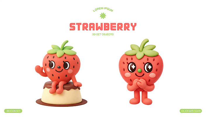 PSD 편집이미지 캐릭터 디자인 감정 컬러 딸기 표정 세트 장난감 귀여움 디지털 초콜릿 장면 아이템 딸기캐릭터 편집3D 컨셉 과일 디저트 3D 파일형식