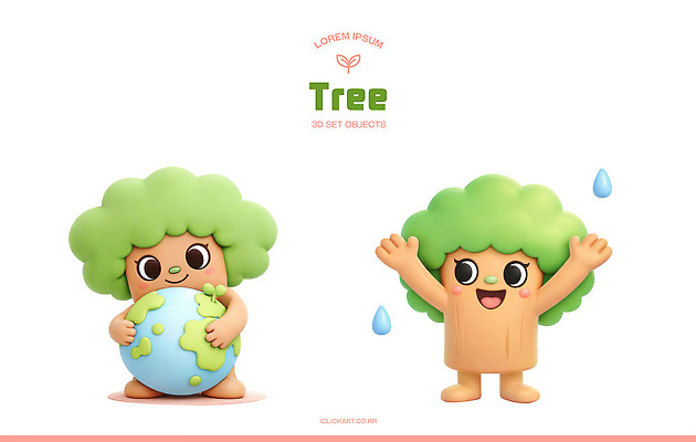 PSD 나무 편집이미지 캐릭터 디자인 지구 자연 친구 컬러풀 손들기 귀여움 환경 기쁨 표현 편집3D 식물 감정 컬러 컨셉 관계 모션 3D 생태계 파일형식