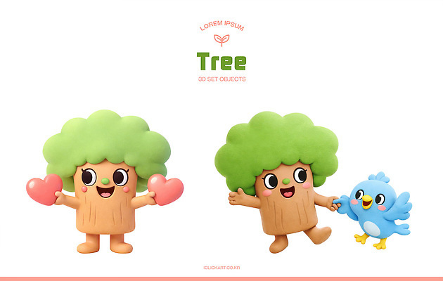 PSD 나무 편집이미지 캐릭터 상징 컬러 조류 사랑 웃음 친구 귀여움 하트 표현 조화 편집3D 모양 식물 동물 감정 컨셉 관계 표정 3D 파일형식