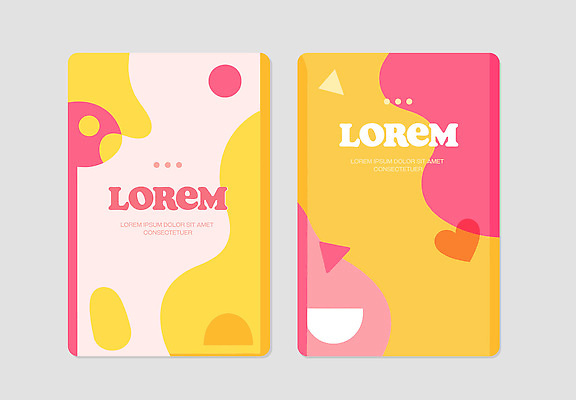 템플릿 배너 컬러 무늬 세로 파일형식 벡터 디자인 책 모양 백그라운드 그래픽 창의성 모던 심플 텍스트 도형 패턴 이미지템플릿 AI파일 세로배너 세트 노란색 분홍색