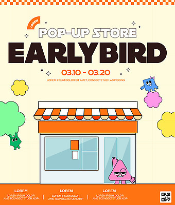 편집이미지 상점 날짜 티켓 그림 파일형식 벡터 팝업스토어 얼리버드 3월 캐릭터 오픈 이벤트 위치 디자인 벽화 장식 판매 방문 기간 이미지편집 AI파일 세일