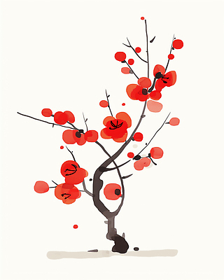 도형 식물 계절 컬러 동양화 생태계 매화 파일형식 AI콘텐츠 나무 꽃 빨간색 디자인 그림 자연 봄 예술 수채화 백그라운드 분지 원형 줄기 생명 뷰티풀 대칭 일러스트 국내일러스트 JPG 한국화 홍매화 AI일러스트