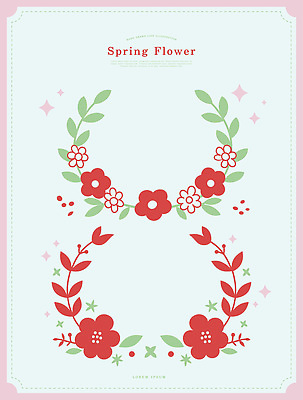 디자인 꽃 예술 백그라운드 잎 패턴 라인일러스트 일러스트 봄꽃 그래픽 장식 빨간색 초록색 화환 봄 가득함 오브젝트 만들기 심플 화사함 테마 보테니컬아트 국내일러스트 AI파일 식물 계절 컬러 컨셉 무늬 모션 파일형식 벡터