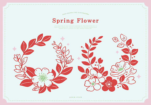 식물 문양 디자인 꽃 예술 선 컬러 꽃다발 패턴 라인일러스트 일러스트 봄꽃 자연 그래픽 장식 봄 원형 뷰티풀 보테니컬아트 국내일러스트 AI파일 도형 계절 무늬 생태계 파일형식 벡터