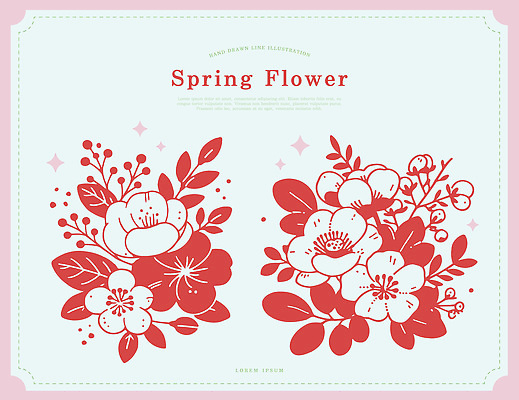 식물 디자인 꽃 예술 선 분홍색 컬러 백그라운드 잎 패턴 라인일러스트 일러스트 봄꽃 자연 그래픽 장식 꽃병 봄 배열 그림 보테니컬아트 국내일러스트 AI파일 계절 무늬 생태계 파일형식 벡터