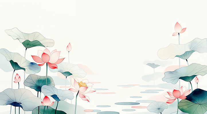 JPG 식물 꽃 컬러 백그라운드 잎 일러스트 자연 연꽃 풍경 물 여름 환경 연못 수중식물 포근함 연습 뷰티풀 경관 차분 국내일러스트 AI일러스트 AI콘텐츠 자연요소 계절 컨셉 감각 생태계 파일형식