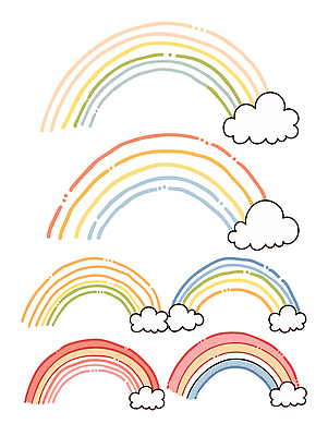 디자인 행복 감정 어린이 예술 컬러 무지개 일러스트 자연 하늘 장식 희망 표현 그림 아치 손그림 상상력 창의력 국내일러스트 AI파일 자연요소 사람 생태계 파일형식 벡터
