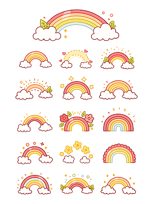 모양 캐릭터 디자인 꽃 선 컬러 무지개 일러스트 자연 수채화 아이디어 회화 장식 그림 채색 창의력 창작 국내일러스트 AI파일 자연요소 식물 컨셉 말하기 미술 생태계 파일형식 벡터