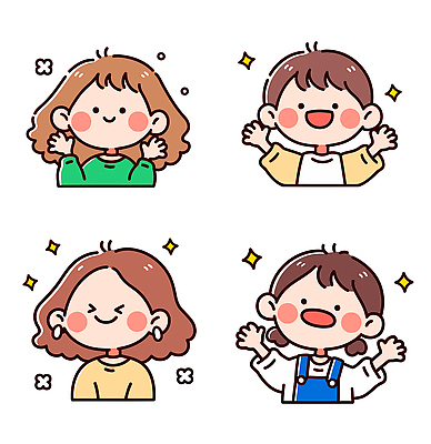 캐릭터 손 옷 행복 감정 어린이 일러스트 모션 놀이 표정 웃음 친구 만남 그룹 즐거움 그림 소통 손흔들기 국내일러스트 AI파일 컨셉 관계 사람 신체부위 파일형식 벡터