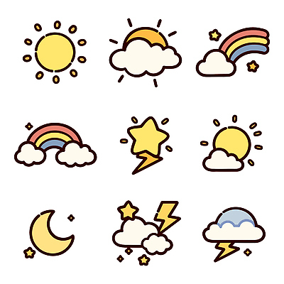동물 디자인 별 컬러 무지개 일러스트 자연 하늘 날씨 밝음 태양 맑음 달 저녁 번개 즐거움 긍정 국내일러스트 AI파일 자연요소 감정 컨셉 야간 생태계 파일형식 벡터