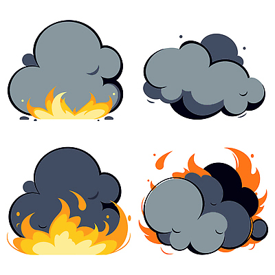 캐릭터 디자인 컬러 백그라운드 일러스트 불 불꽃 그래픽 표현 연기 폭발 그림 이미지 장면 물리 창작 효과 국내일러스트 AI파일 자연요소 파일형식 벡터