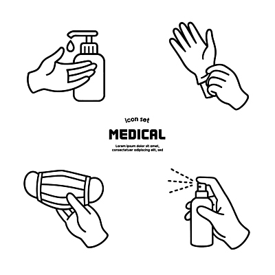 손 장갑 라인일러스트 일러스트 의학 건강 마스크 안전 손짓 청결 바이러스 외출 예방 박테리아 손보호 위생관리 손세정제 손소독 국내일러스트 질병예방 AI파일 잡화 모션 관리 신체부위 위생 질병 세정제 소독 파일형식 벡터