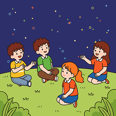 별 일러스트 자연 놀이 하늘 딸기 이야기 대화 웃음 초원 반짝임 소풍 별자리 모임 집중 즐거움 놀기 국내일러스트 AI파일 자연요소 감정 컨셉 과일 모션 표정 말하기 야외활동 생태계 파일형식 벡터