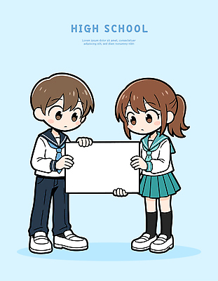 학생 여학생 교육 교복 종이 남학생 하늘색 백그라운드 일러스트 모션 청소년 고등학생 고등학교 친구 정보 그룹 그림 소통 친목 국내일러스트 AI파일 옷 여자 남자 컨셉 학교 관계 사람 파란색 파일형식 벡터