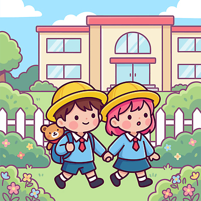 나무 학생 교육 꽃 교복 어린이 백그라운드 가방 일러스트 학교 사람 풍경 야외 여름 친구 걷기 즐거움 대학교 자연학습 자연관찰 국내일러스트 AI파일 식물 잡화 옷 계절 감정 관계 모션 관찰 체험학습 파일형식 벡터