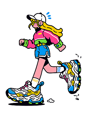 옷 패션 안경 스포츠 컬러 운동화 일러스트 모션 소녀 일상 캐주얼 여름 청춘 걷기 청바지 편안함 외출 스타일 국내일러스트 AI파일 잡화 계절 여자 어린이 신발 컨셉 바지 라이프 감각 파일형식 벡터