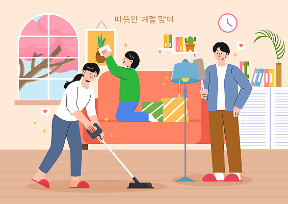 화분 가사 거실 일러스트 가족 모션 협력 조명 주택 함께함 대화 책 소파 봄 공간 시간 조직 편안함 청소 주말 청소기 친목 국내일러스트 AI파일 계절 컨셉 의자 관계 말하기 건물 전자제품 감각 청소도구 파일형식 벡터