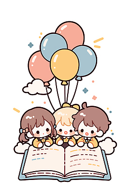 행복 어린이 컬러 일러스트 놀이 밝음 장식 책 친구 모임 읽기 즐거움 그림 풍선 상상력 환상 동심 국내일러스트 AI파일 감정 컨셉 관계 모션 사람 파일형식 벡터