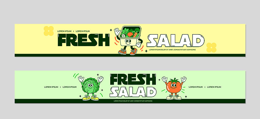 템플릿 캐릭터 디자인 배너 음식 컬러 채소 포장 빨간색 연두색 노란색 상점 샐러드 신선 띠 시장 알림 이미지템플릿 AI파일 초록색 파일형식 벡터