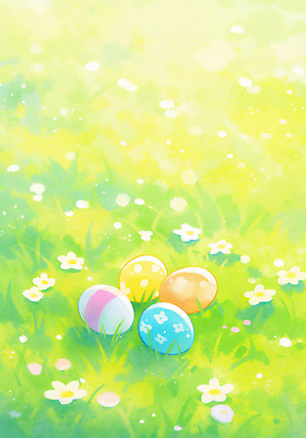 JPG 꽃 어린이 예술 컬러 백그라운드 일러스트 자연 놀이 부활절 풍경 잔디 장식 디지털 계란 알 축제 봄 색칠 부활절계란 장면 수선화 파스텔 조화 국내일러스트 AI일러스트 AI콘텐츠 식물 계절 기념일 학용품 사람 생태계 파일형식