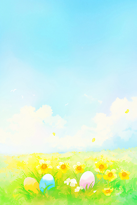 JPG 계절 꽃잎 꽃 컬러 일러스트 자연 하늘 바람 풍경 초원 여름 파란색 햇빛 소풍 노란색 계란 봄 부활절계란 수선화 국내일러스트 AI일러스트 AI콘텐츠 자연요소 식물 날씨 부활절 태양 야외활동 알 생태계 파일형식