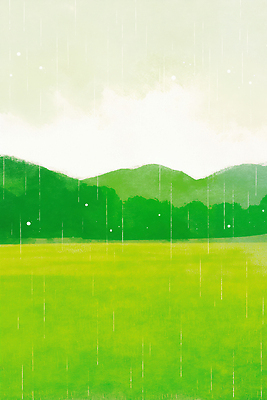 JPG 나무 하늘색 일러스트 자연 하늘 날씨 산 풍경 잔디 초원 야외 초록색 여름 환경 방울 물방울 곡우 경관 국내일러스트 AI일러스트 AI콘텐츠 식물 계절 컬러 장식 파란색 절기 생태계 파일형식