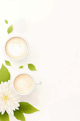 JPG 식물 디자인 꽃 여유 커피 음료 잎 일러스트 자연 탁자 아침 따뜻함 장식 컵 카페 흰색 바리스타 카페라떼 스타일 국내일러스트 AI일러스트 AI콘텐츠 주간 직업 식기 감정 컬러 가구 상점 생태계 라떼 파일형식