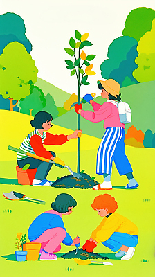JPG 나무 식물 손 공원 일러스트 모션 자연 물 친구 환경 흙 성장 삽 식목일 나무심기 도와주기 심기 국내일러스트 AI일러스트 AI콘텐츠 자연요소 공공시설 기념일 관계 신체부위 생태계 파일형식