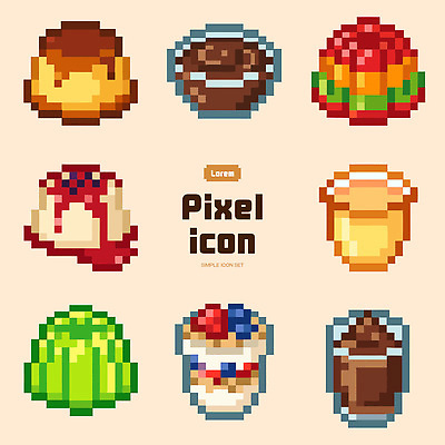 모양 디자인 예술 음식 컬러 과일 일러스트 디저트 그래픽 초콜릿 크림 젤리 푸딩 식욕 픽셀 국내일러스트 AI파일 파일형식 벡터