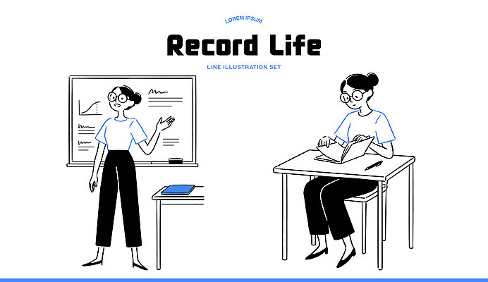 학생 교육 선 일러스트 교실 모션 수업 설명 일상 생활 책 학습 세트 교사 칠판 교양 기록 메모지 책상 그림 국내일러스트 AI파일 직업 가구 학교 라이프 사무용품 파일형식 벡터