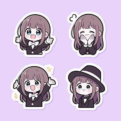 캐릭터 디자인 옷 감정 문화 스티커 일러스트 표정 미소 귀여움 보라색 기쁨 마술사 즐거움 소통 반응 인기 스타일 일러캐릭터 AI파일 컬러 컨셉 마술 파일형식 벡터