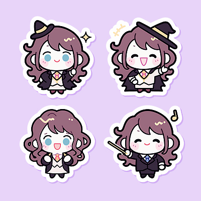 캐릭터 디자인 옷 백그라운드 스티커 일러스트 표정 귀여움 보라색 장비 유성매직 마법사 마술사 그림 작품 마법 일러캐릭터 AI파일 컬러 컨셉 미술 펜 마술 파일형식 벡터