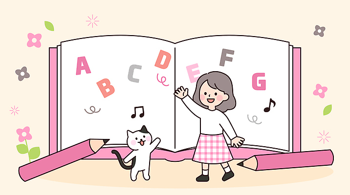 동물 알파벳 교육 어린이 음악 상징 컬러 일러스트 놀이 소녀 책 학습 연필 귀여움 스크린 고양이 즐거움 그림 국내일러스트 AI파일 영어 여자 감정 컨셉 포유류 문화예술 학용품 사람 반려동물 필기구 파일형식 벡터