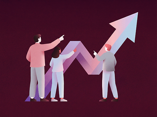 JPG 일러스트 비즈니스 그래프 협력 관리 여러명 자료 성장 발표 선택 목표 결과 분석 상승 전략 의사소통 국내일러스트 AI일러스트 AI콘텐츠 다수 컨셉 사람 파일형식