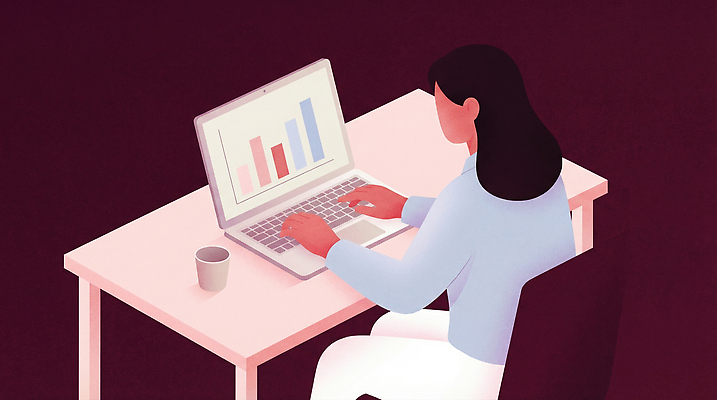 JPG 여자 커피 일러스트 비즈니스 통계 탁자 그래프 직장 컵 노트북 컴퓨터 사무실 디지털 자료 작업 사무원 보고 집중 분석 국내일러스트 AI일러스트 AI콘텐츠 직업 식기 음료 가구 컨셉 회사 사람 전자제품 발표 파일형식