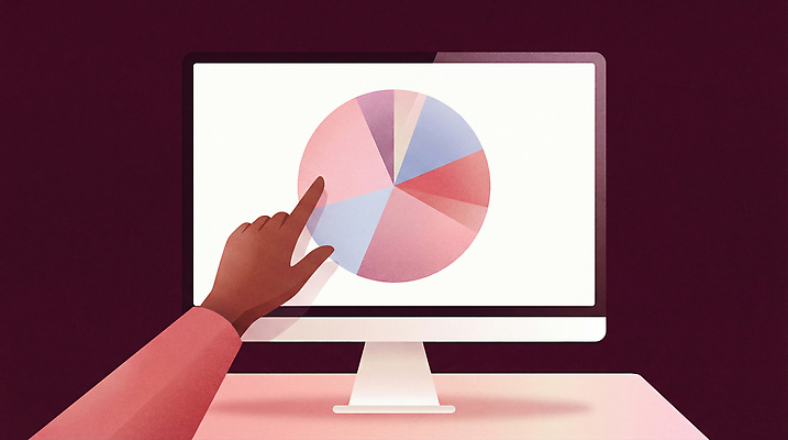 JPG 손 컬러 일러스트 비즈니스 통계 아이디어 기술 그래픽 컴퓨터 스크린 자료 정보 표현 작업 원형 분석 클릭 서류판 국내일러스트 AI일러스트 AI콘텐츠 도형 컨셉 신체부위 전자제품 사무용품 파일형식