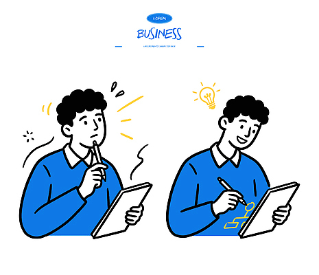 디자인 남자 생각 일러스트 아이디어 실험 창조 대화 사람 사무실 펜 환경 설계도 작업 집중 그림 기획 문제 구상 창의력 평면도 국내일러스트 AI파일 컨셉 비즈니스 건설업 말하기 필기구 파일형식 벡터