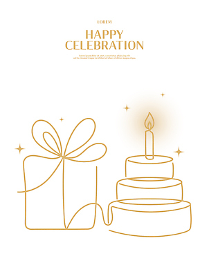 디자인 기념일 행복 라인일러스트 일러스트 촛불 기념 선물포장 선물 이벤트 장식 노란색 파티 케이크 축제 모임 축하 생일 즐거움 국내일러스트 AI파일 감정 컬러 컨셉 포장 초 디저트 파일형식 벡터